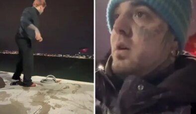 Sosyal medyada canlı yayın yaparken denize atlayan kadını kurtardı