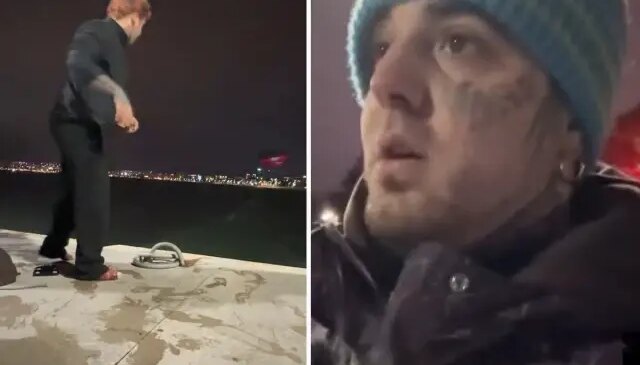 Sosyal medyada canlı yayın yaparken denize atlayan kadını kurtardı