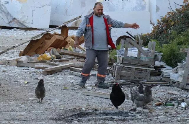 Sosyal medyada görür görmez gurbetteki akrabalarını aradı, mermer fabrikasını bu işe ayırdı