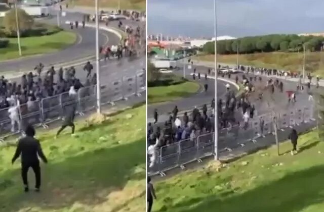 Süper Kupa finali öncesi Fenerbahçeli taraftarlar Galatasaraylıları kovaladı