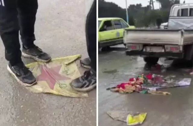 Suriye ordusu kontrolü sağladı! Halk, terör örgütü bayraklarını parçaladı