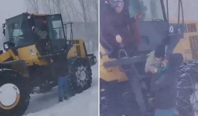 Tipi hayatı felç etti! Taburcu olan anne ve bebeğinin imdadına “kepçe” yetişti