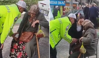 İşte Türk polisi! Ambulans gelene kadar yaşlı kadının elini bırakmadı