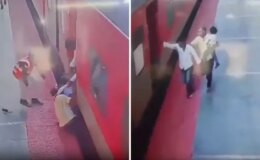 Trene yetişmeye çalışırken kucağındaki çocukla tren ve peron arasında sıkıştı