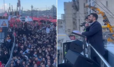 TÜGVA Başkanı Beşinci, Galata’da Filistin için toplanan kalabalığa seslendi: Size ahdimiz olsun ki…