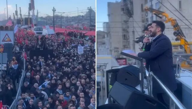 TÜGVA Başkanı Beşinci, Galata’da Filistin için toplanan kalabalığa seslendi: Size ahdimiz olsun ki…