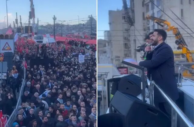 TÜGVA Başkanı Beşinci, Galata’da Filistin için toplanan kalabalığa seslendi: Size ahdimiz olsun ki…