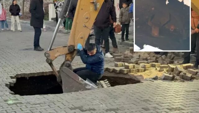 Manisa’da çöken yolda insan kafatası ve kemikler bulundu