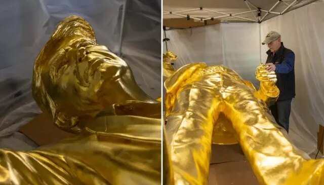 13 milyon liraya dev Trump heykeli: Tamamı altın kaplama