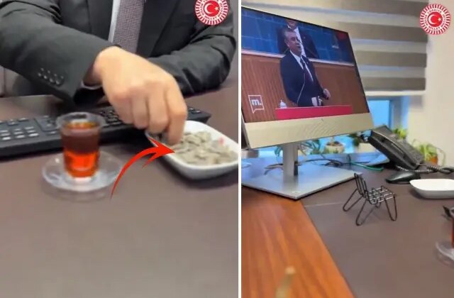 AK Partili vekil, Meclis’te çekirdek çitleyip Özgür Özel’i izledi