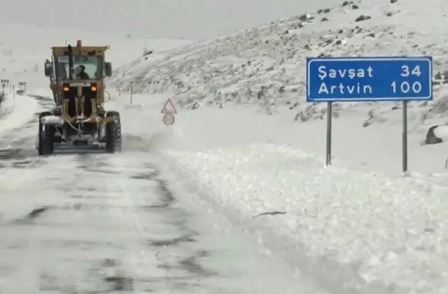 Ardahan-Şavşat kara yolunda karla mücadele eden ekiplerin üzerine çığ düştü