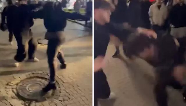 Başakşehir’de iftarın ardından iki grup arasında çıkan kavga kamerada