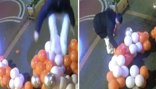 Sevgili Günü balonlarını patlatınca gözaltına alındı! O anlar kameralarda