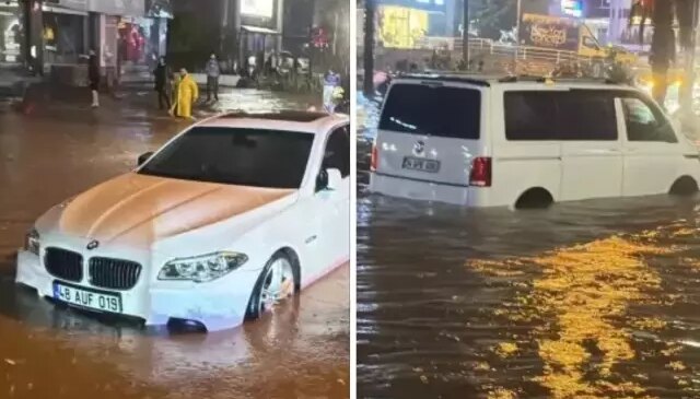 Bodrum’u sağanak vurdu! Yollar kapandı, araçlar mahsur kaldı