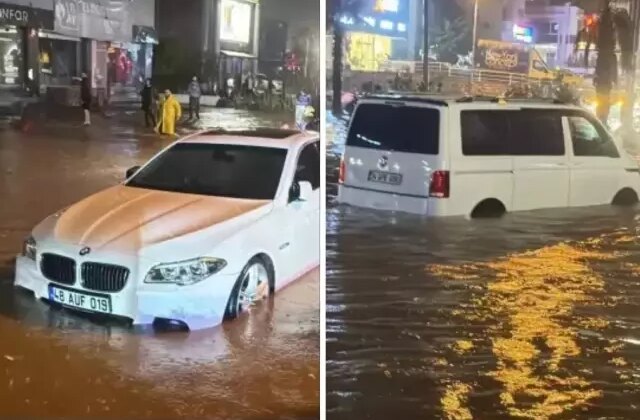 Bodrum’u sağanak vurdu! Yollar kapandı, araçlar mahsur kaldı