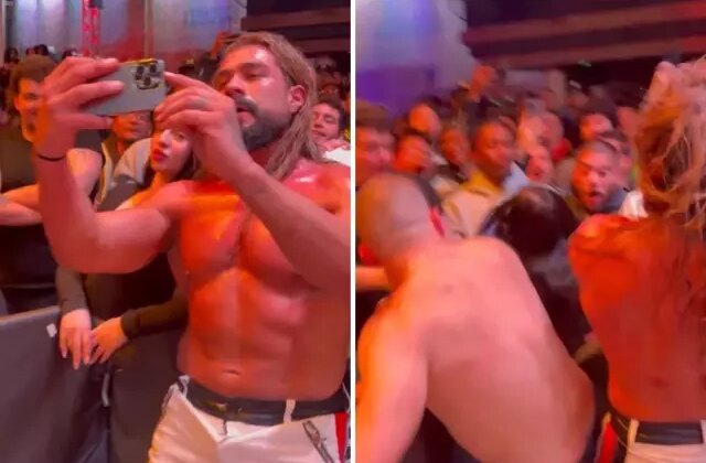 Boksör, rakibi ile fotoğraf çeken kadının yüzüne tekme attı