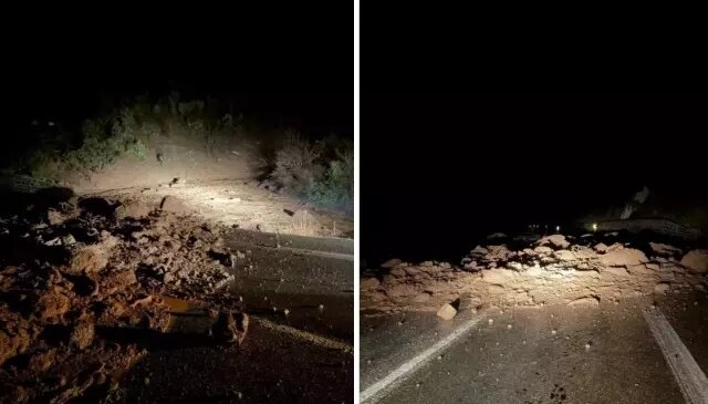 Bolu’da yağmur heyelana neden oldu, ilçe yolu ulaşıma kapandı