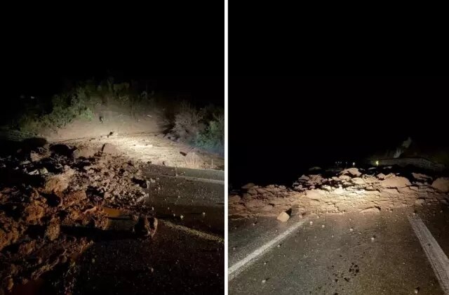 Bolu’da yağmur heyelana neden oldu, ilçe yolu ulaşıma kapandı