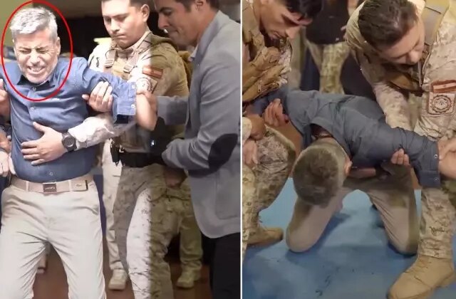 Bakana canlı yayında elektroşok! Acılar içinde yere devrildi