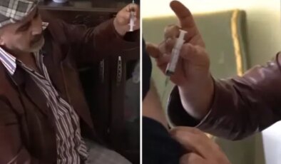 Çay dolu enjektörü, vücuda batırdı