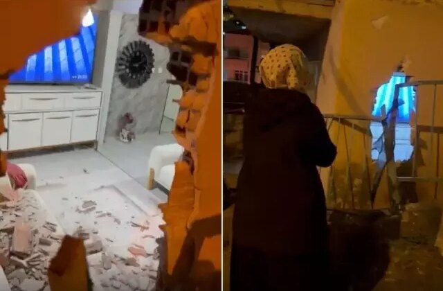 Evinde otururken kamyonetin çarptığı duvarın altında kalarak yaralandı