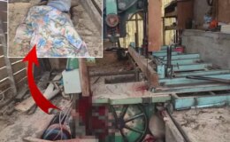 Evinin bahçesinde korkunç son! Başı şerit testereye sıkıştı