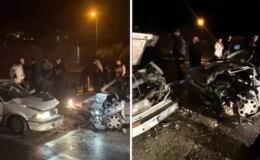 Feci kaza! İki araç kafa kafaya çarpıştı