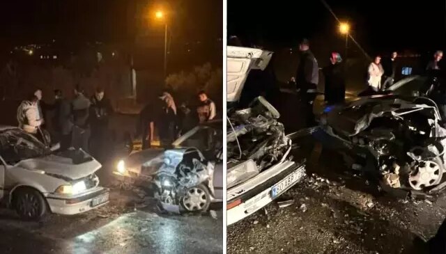 Feci kaza! İki araç kafa kafaya çarpıştı