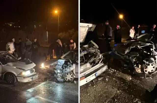 Feci kaza! İki araç kafa kafaya çarpıştı