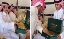 Gelin’in erkek kardeşi, damadın ailesine 24 ayar altın külçe dağıttı