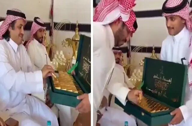 Gelin’in erkek kardeşi, damadın ailesine 24 ayar altın külçe dağıttı