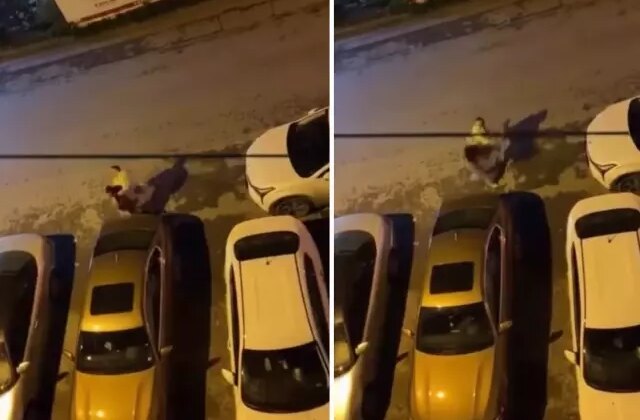 Genç kadını sokak ortasında defalarca yumrukladı