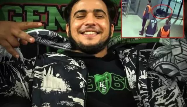 Genç taraftarın tribünden düştüğü anlar kamerada