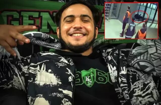 Genç taraftarın tribünden düştüğü anlar kamerada