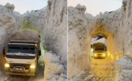 Görüntü kutuplardan değil Türkiye’den! Kar tüneliyle yaşam koridoru