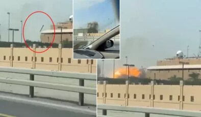 İran’ın Bahreyn’deki ABD donanma üssünü vurduğu anlar kamerada