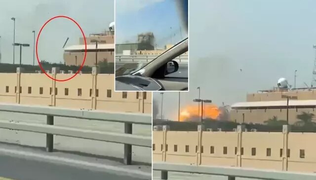 İran’ın Bahreyn’deki ABD donanma üssünü vurduğu anlar kamerada