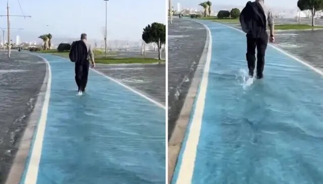 İzmir’de yağış hayatı felç etti, yollar göle döndü