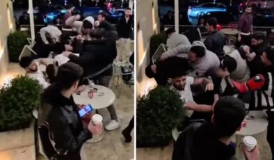 Kafede tekme tokat kavga ettiler