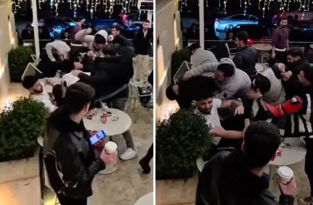 Kafede tekme tokat kavga ettiler