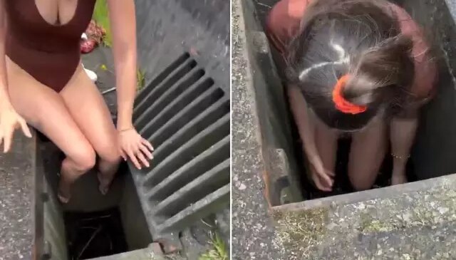 Kanalizasyondan gelen sesi duyunca bir an bile düşünmeyip atladı