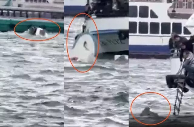 Karaköy’de vapur tekneye çarptı,  denize düşen kişi halatla kurtarıldı