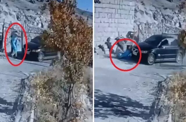 Komşusu baba ve oğlunu otomobille ezip yaralayan sanığa hapis istemi; o anlar kamerada