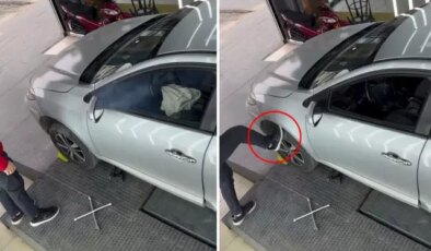 Kontak açıkken tekerleğe tekme atmasının bedeli ağır oldu