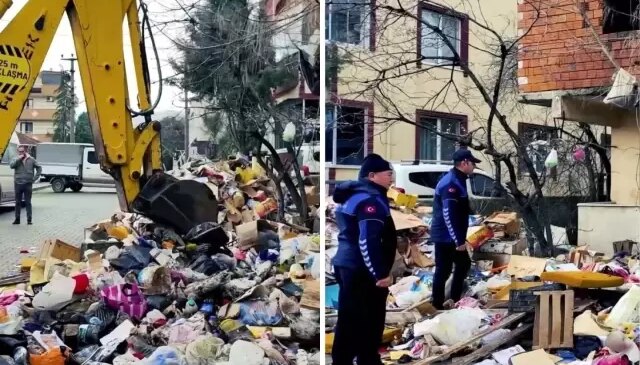 Kötü koku ihbarıyla gidilen evden 30 ton çöp çıktı