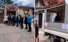 Lokma dağıtımında aracın üzerindeki notu görenler büyük şaşkınlık yaşadı