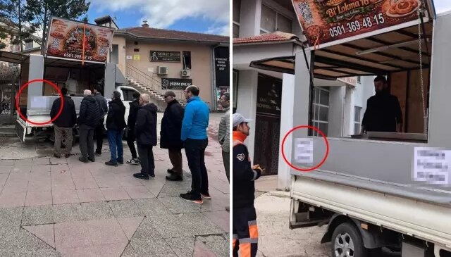 Lokma dağıtımında aracın üzerindeki notu görenler büyük şaşkınlık yaşadı
