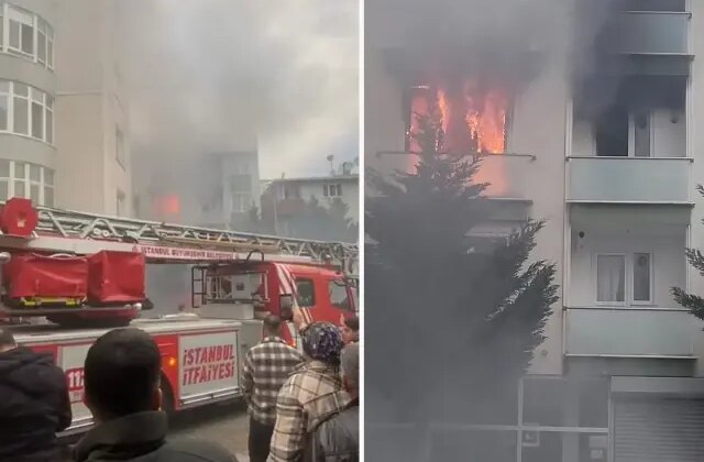 Maltepe’de 4 katlı binada yangın! Mahsur kalan 4 kişi kurtarıldı