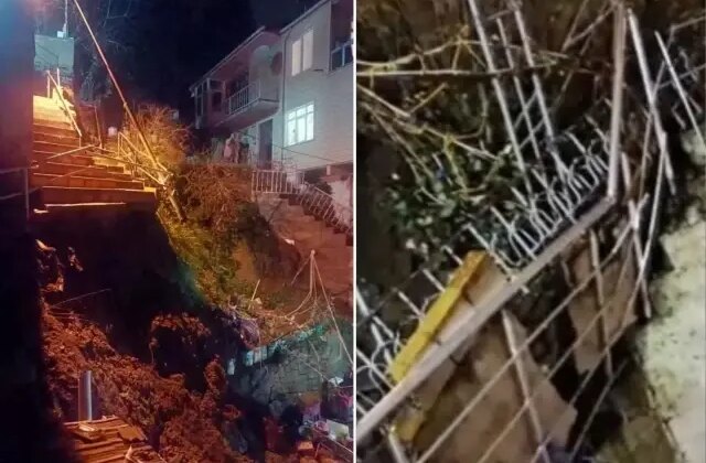 Merdiven çöktü, mahalleli sokağa döküldü