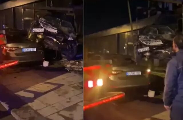 Ortalığı savaş alanına çevirdi! Otomobil araçların üstünden uçup iş yerine daldı